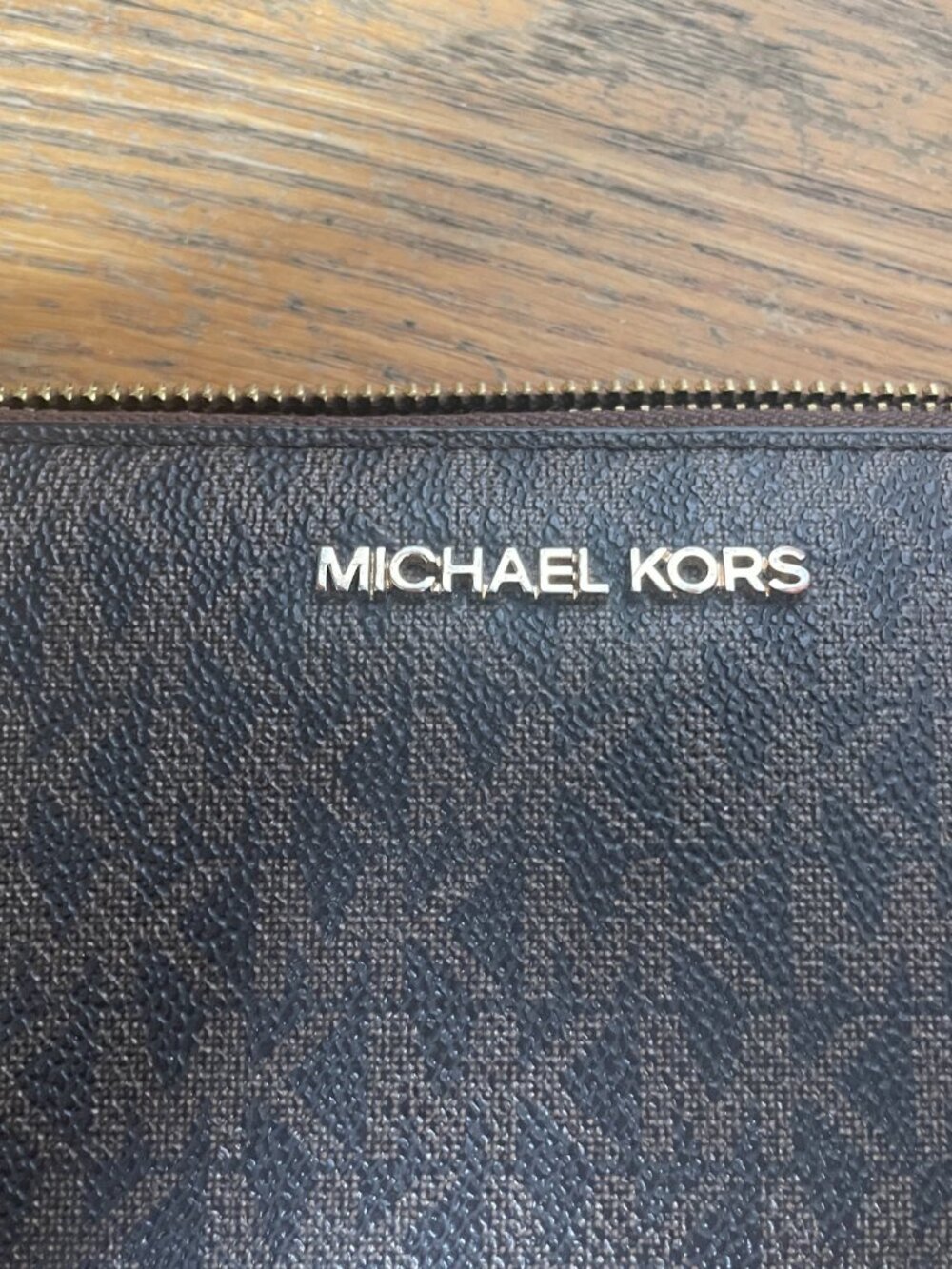 Michael Kors Brown Large Zip Around Signature Logo Continental Wallet - Picture 6 of 8